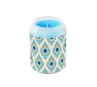 Piuma di pavone modello riutilizzabile zampa detergente in silicone morbido kit di pulizia animali domestici pulisce delicatamente le zampe dopo le passeggiate