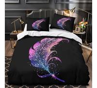 Piuma magica Impressione 3D 3 pz fodera per edredone Design scintillante fantasy coperteletto microfibra zip antiacari per ragazzi bambini adulti Double（200x200cm）