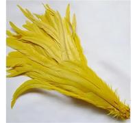 Piuma naturale 100 pz/lotto 25-45 cm Piuma Rossa Abbigliamento FAI DA TE Decorazione Gioielli Partito Stage Performance Giallo 30-35 CM