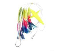 Piuma Rigged Big Game Teaser Esca da pesca con effetto luce UV, per pesca in acqua salata, calamari, tonni, forti ami in acciaio al carbonio (C2)