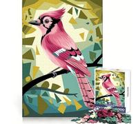Piumaggio di uccello rosa in una foresta geometrica Puzzle da 1000 pezzi per adulti e ragazzi Richiamo Stimolante Calma Evasione Taglio liscio Regalo sincero (50x75cm)