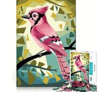 Piumaggio di uccello rosa in una foresta geometrica Puzzle da 1000 pezzi per adulti e ragazzi Richiamo Stimolante Calma Evasione Taglio liscio Regalo sincero (50x75cm)