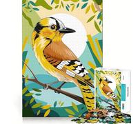 Piumaggio vibrante Girasole Uccello Giallo Ghiandaia Puzzle 1000 pezzi Gioco di memoria Divertente Bordo liscio Incastro perfetto Divertente modo per riempire le ore vuote (38x26cm)