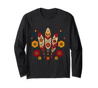 Piume Boho Floreali Motivi Folk Ornamentale Tribale Western Maglia a Manica