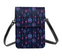 Piume colorate Una stampa piccola borsa a tracolla per le donne, piccole borse in pelle per telefono cellulare borsa a tracolla