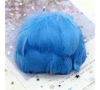 Piume di cigno naturali da 8-12 cm, 100 pezzi, piume d'oca morbide, piume di struzzo tinte in colori caldi, decorazioni artigianali fai da te per feste di Natale, blu medio, 1 confezione da 100 pezz