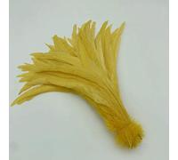 Piume di coda di gallo naturali, piume verde menta, abbigliamento fai da te per gallo, accessori per gioielli, feste, all'ingrosso, 25-45 cm, 10-18 pollici - giallo oro - 10-12 pollici 25-30 cm