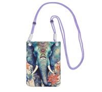 Piume di pavone elefante borse a tracolla per le donne alla moda piccola borsa da viaggio per telefono cellulare borse per telefono portafoglio per uomo viola