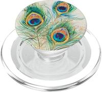 Piume di pavone modello acquerello PopSockets PopGrip per MagSafe