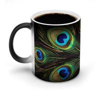 Piume di pavone tazze da caffè divertente tazza cambia colore tazza unica tazza sensibile al calore tazza di moda stampa tazza da tè in ceramica novità regali per compleanno uomini donne