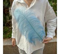 Piume di struzzo naturali nere da 10-55 cm per accessori da cucito per abbigliamento, decorazioni per feste di nozze, decorazioni per la casa - AZZURRO CHIARO - 45-50 cm