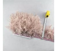 Piume di tacchino multicolori da 2 metri, frangia, nastro di piume blu soffice da 4-6 pollici per artigianato, decorazione di abiti da sposa, colore rosa cuoio