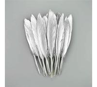 Piume d'oca dorate, piume di tacchino argentate, accessori artigianali, piume d'anatra dorate, centrotavola, decorazione per feste nuziali - argento 10-15 cm - 50 pezzi