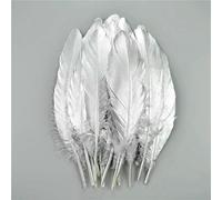 Piume d'oca dorate, piume di tacchino argentate, accessori artigianali, piume d'anatra dorate, centrotavola, decorazione per feste nuziali - argento 15-20 cm - 50 pezzi