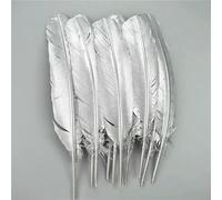 Piume d'oca dorate, piume di tacchino argentate, accessori artigianali, piume d'anatra dorate, centrotavola, decorazione per feste nuziali - argento 25-30 cm - 50 pezzi