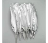 Piume d'oca dorate, piume di tacchino argentate, accessori artigianali, piume d'anatra dorate, centrotavola, decorazione per feste nuziali - argento 25-30 cm - 50 pezzi