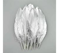 Piume d'oca dorate, piume di tacchino argentate, accessori artigianali, piume d'anatra dorate, centrotavola, decorazione per feste nuziali - argento 15-20 cm - 50 pezzi