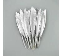 Piume d'oca dorate, piume di tacchino argentate, accessori artigianali, piume d'anatra dorate, centrotavola, decorazione per feste nuziali - argento 10-15 cm - 50 pezzi