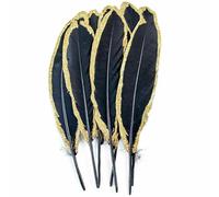 Piume d'oca naturali dure per acchiappasogni, piume nere e dorate, accessori per gioielli, decorazioni fai da te, Plumas-A08-50 pezzi