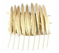 Piume d'oca naturali dure per acchiappasogni, piume nere e dorate, accessori per gioielli, decorazioni fai da te, Plumas-A17-50 pezzi