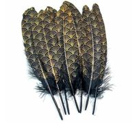 Piume d'oca naturali dure per acchiappasogni, piume nere e dorate, accessori per gioielli, decorazioni fai da te, Plumas-A03-50 pezzi