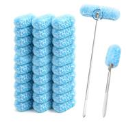 Piumini Catturapolvere, 30 Pezzi per Swiffer Duster Piumini Starter Kit Duster, 180 cm Asta Telescopica 360° Cattura Polvere,per Soffitto Ragnatela Ventilatore Tenda Mensole Finestra
