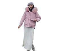 Piumini da donna, in cotone, imbottito, con tasca con cerniera rimovibile, parka invernale con cappuccio, soprabito #4 - rosa, XL