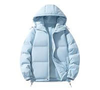 Piumini da donna UK invernali trapuntati in piuma con cappuccio antivento imbottiti a maniche lunghe cappotto caldo signore per esterni escursionismo capispalla abbigliamento per il freddo, 01-blu