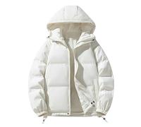Piumini da donna UK invernali trapuntati in piuma con cappuccio antivento imbottiti a maniche lunghe cappotto caldo da donna per esterni escursionismo capispalla abbigliamento per il freddo, 01-bianco