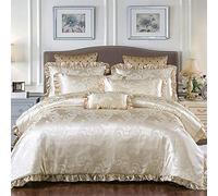 Piumini Matrimoniale Grigio copripiumini Doppi Biancheria da Letto Doppie coperture per piumone Set di Seta in Cotone kin Size Oro Due Pezzi (Una Regina)