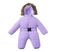 Piumino Bambino Giubbotto Unisex Invernale Pagliaccetti con Cappuccio Neonato Romper Giacca Tute da Neve Caldo Pagliaccetti Overalls Bambino Bambina Piumino Invernale trapuntato (Purple-B, 0-3 Months)