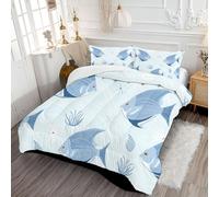 Piumino Barriera Corallina Con Pesci Angelo 200x200cm 4 Stagioni - Trapunta Letto Matrimoniale Morbida e Traspirante Caldo e Soffice Piumone per Autunno Inverno Lavabile in Lavatrice, Azzurro Chiaro