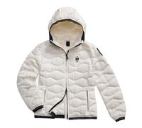 PIUMINO CON CAPPUCCIO AD ONDE CAMELIA DONNA Blauer Bianco