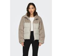 Piumino corto con zip e collo alto in tessuto morbido Beige XS Tinta unita
