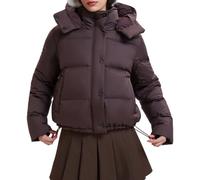 Piumino corto da donna con chiusura a scatto, comodo piumino con cappuccio | Ampio colletto rialzato con cappuccio Uno strato chic e caldo per le mezze stagioni e uno stile casual quotidiano