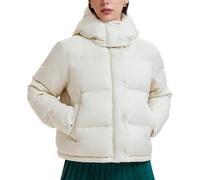 Piumino corto da donna con chiusura a scatto, comodo piumino con cappuccio | Ampio colletto rialzato con cappuccio Uno strato chic e caldo per le mezze stagioni e uno stile casual quotidiano