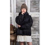 Piumino Corto Nero Trapuntato Con Cappuccio Caldo E Morbido Donna CF57094