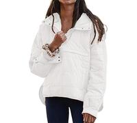 Piumino da donna oversize con cappuccio, leggero, imbottito, ripiegabile, caldo, cappotti casual imbottiti a maniche lunghe, bianco, XXL