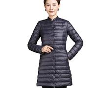 Piumino da donna ultra leggero giacca invernale lunga piuma sottile colletto alla coreana piumini da donna, Marina Militare, M