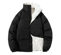 Piumino da uomo foderato in pile Sherpa invernale per gioventù ispessito piumino cappotto colletto stand polsini elastici Puffer Outwear, Nero , XL