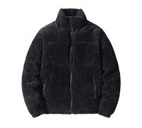 Piumino da uomo in velluto a coste tinta unita nero spesso termico Outwear imbottito giacca trapuntata colletto alla coreana cappotto invernale a maniche lunghe giacche softshell in cotone piumino