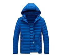 Piumino da uomo, invernale, caldo, parka con cappuccio, casual, con cappello staccabile, Blu01, XL