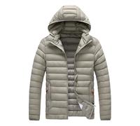 Piumino da uomo, invernale, caldo, parka con cappuccio, casual, con cappello staccabile, cachi, S