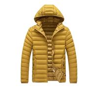 Piumino da uomo, invernale, caldo, parka con cappuccio, casual, con cappello staccabile, Giallo, 4XL