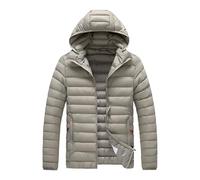 Piumino da uomo leggero trapuntato con cappuccio invernale caldo cappello staccabile piumino Plus Size impermeabile piumino cappotto, cachi, 5XL