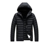 Piumino da uomo leggero trapuntato con cappuccio invernale caldo cappello staccabile piumino Plus Size impermeabile piumino cappotto, Nero , 4XL