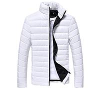 Piumino da uomo | piumino da uomo tinta unita con zip intera piumino leggero collo alto cerniera piumino invernale caldo cappotto spesso softshell parka capispalla, bianco, 4XL