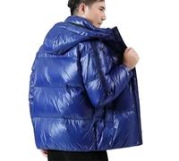 Piumino D'oca Caldo E Spesso Da Uomo. Giacca Lucida Resistente Al Freddo Blue 3XL