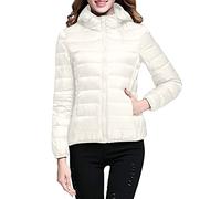 Piumino Donna 100 Grammi con Cappuccio Leggero Corto Giubbotto Imbottito Trapuntato Giacca Invernale Elegante Piumino Richiudibile a Maniche Lunghe Ultraleggero Taglie Forti Giubbotto di Piuma Caldo