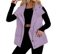 Piumino Donna Invernale 100 Grammi in D'Oca Senza Maniche con Collo Revers Gilet Leggero Trapuntato Sportivo Piumini Smanicato Elegante Casual Giacca Primaverile Imbottito per Case Sportiva,Viola,XXL